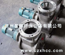電動旋轉(zhuǎn)閥又稱星型卸料器,旋轉(zhuǎn)給料器,關(guān)風(fēng)器,是由帶有數(shù)個葉片的轉(zhuǎn)子在圓筒形機(jī)殼內(nèi)旋轉(zhuǎn),從上部料斗落入的物料，充塞在葉片間的空格內(nèi),隨葉片的旋轉(zhuǎn)而卸出..